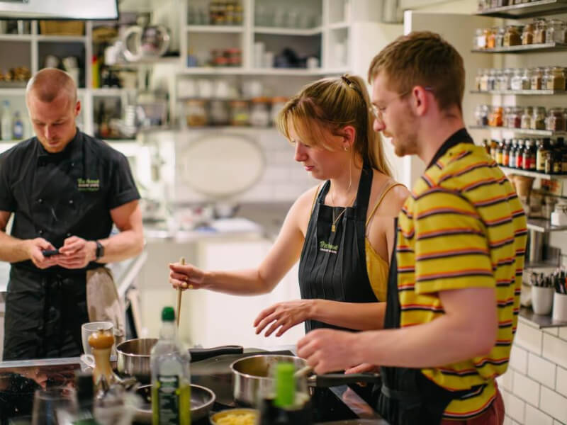 A group of people at a cooking class